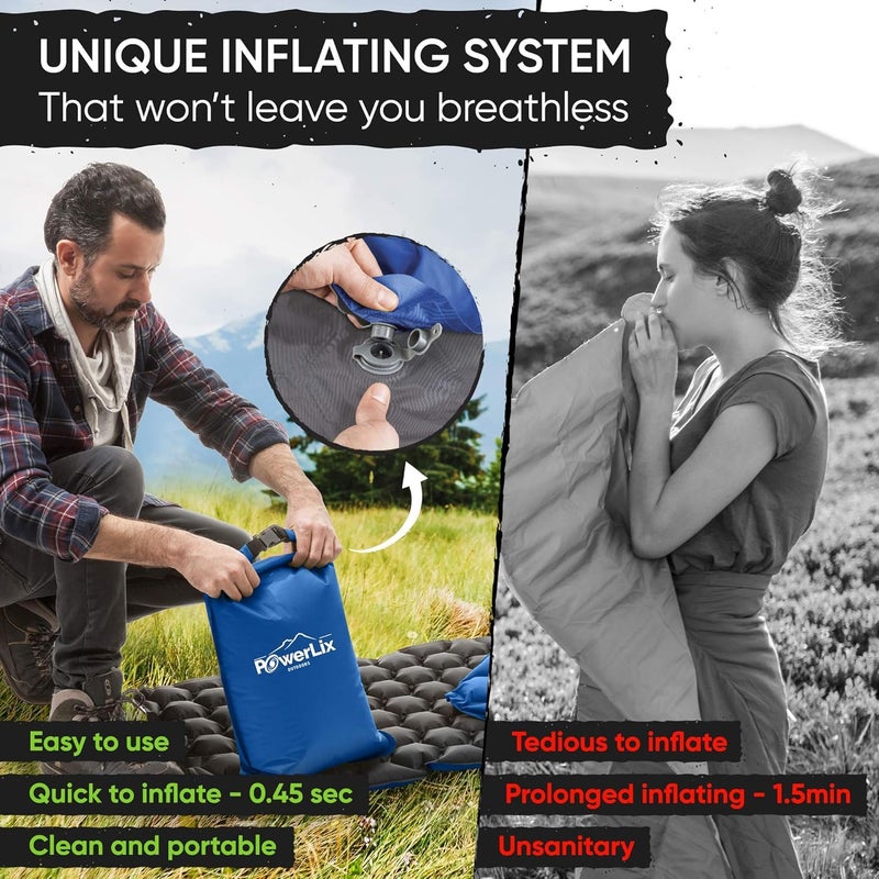 POWERLIX Camping Sleeping Pad - Ultralight Inflatable Camping Mattress Sleeping Mat for Backpacking, Hiking, Compact Lightweight Sleeping Pad for Camping, Inflation Bag/Repair Kit Included - Image 5